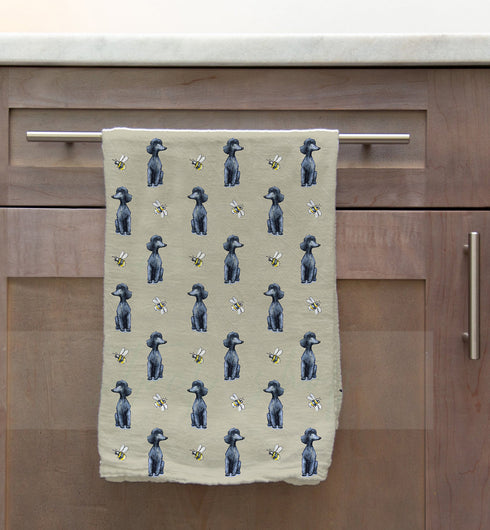 Poodle Black & Bee Tea Towel